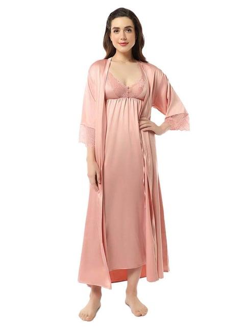 amante pink plain robe