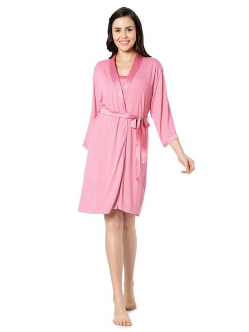 amante pink shawl neck robe