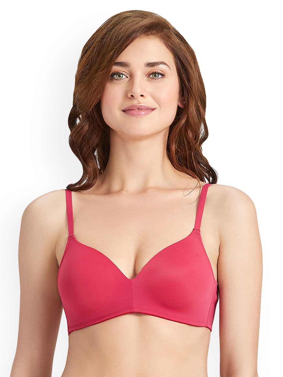 amante pink solid underwired lightly padded t-shirt bra bra70001