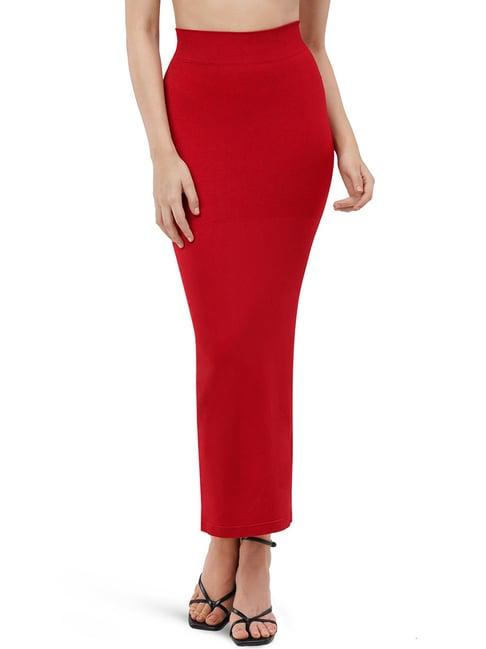 amante red plain saree shapewear