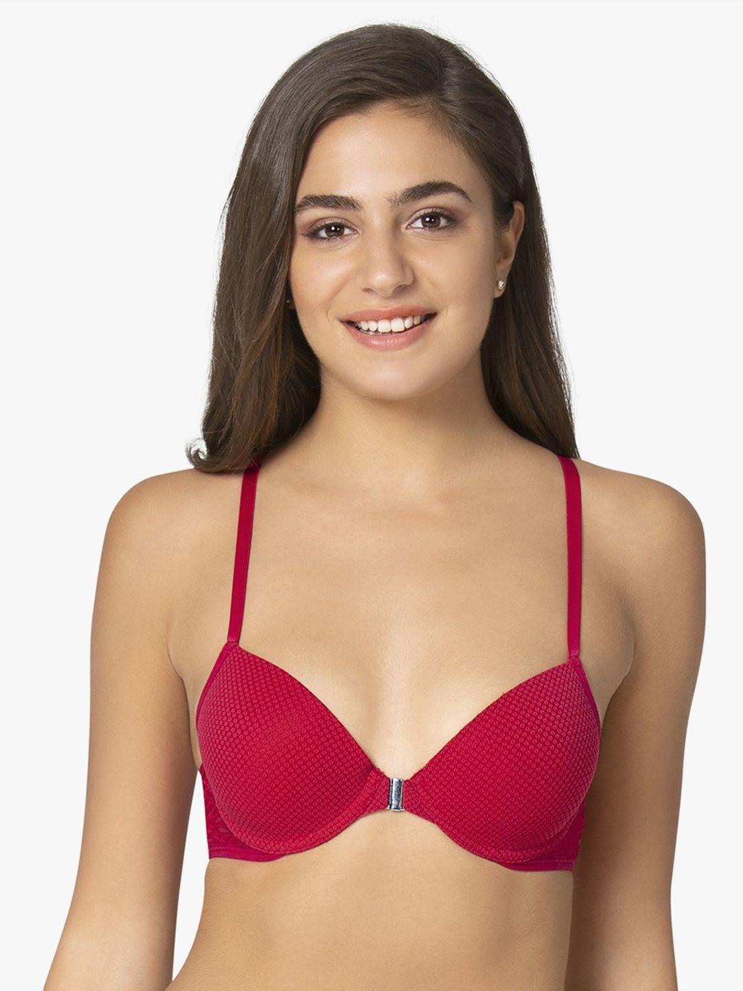 amante red solid underwired lightly padded everyday bra bra71601