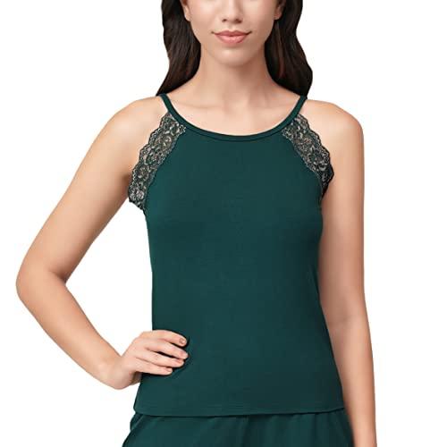 amante solid sleeveless round neck camisole (medium, botanical gardens)