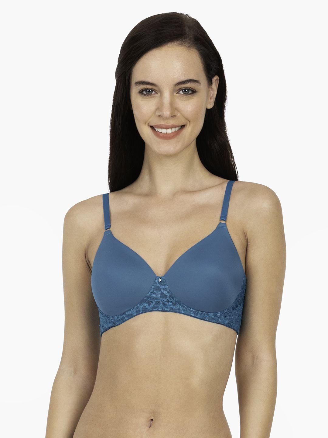 amante turquoise blue lace non-wired lightly padded t-shirt bra bra73901