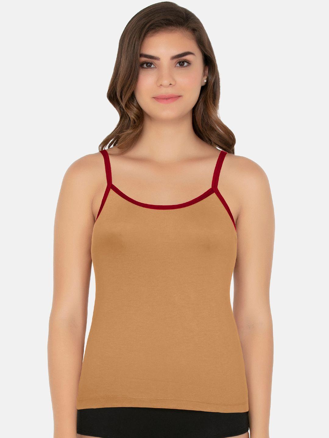 amante women beige solid pure cotton camisole