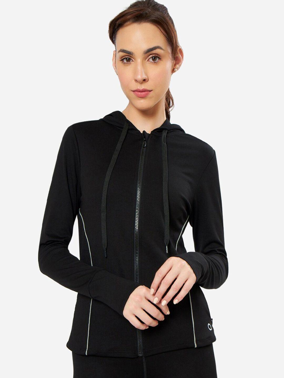 amante women black antimicrobial longline training or gym tailored jacket