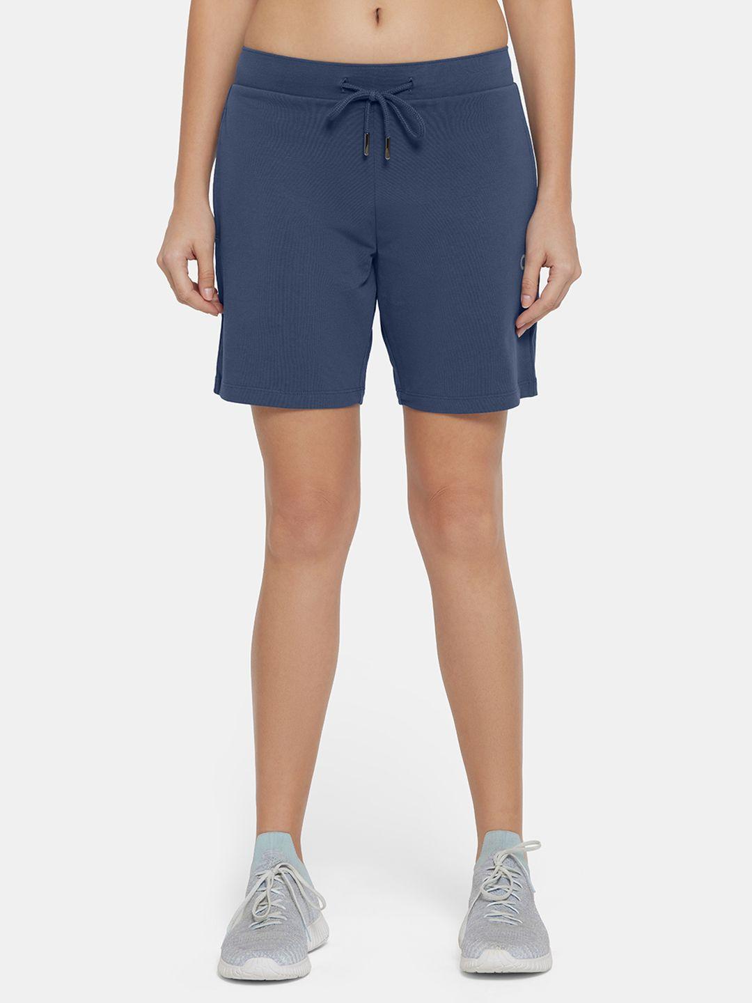 amante women blue low-rise regular fit cotton shorts