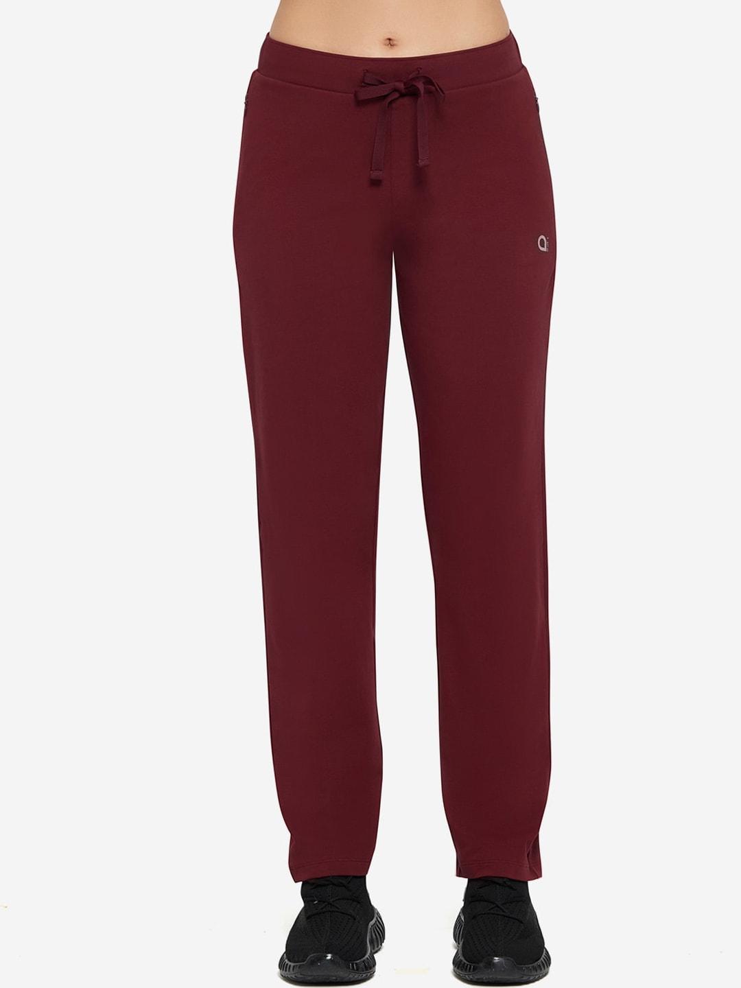 amante women maroon solid relaxed-fit joggers
