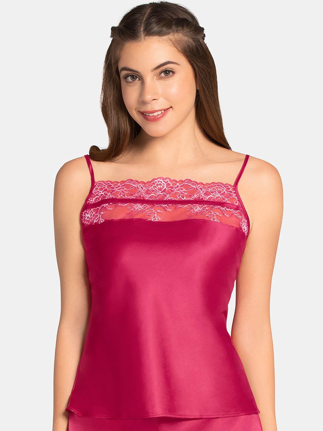 amante women maroon solid satin camisole