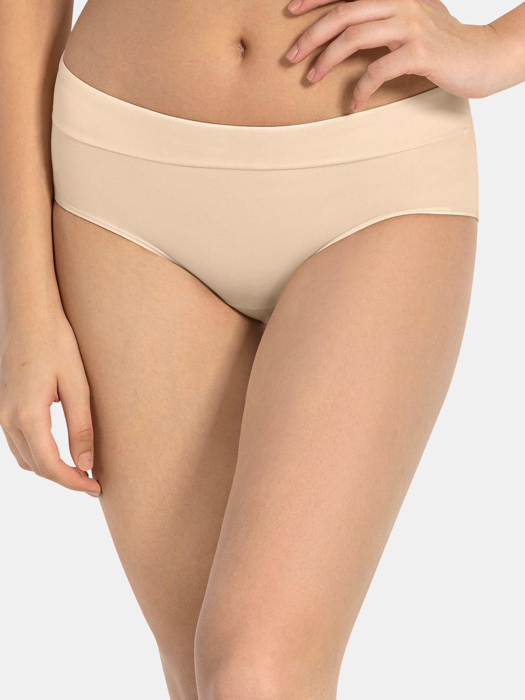 amante women nude-coloured solid cloudsoft hipster briefs-pan77601