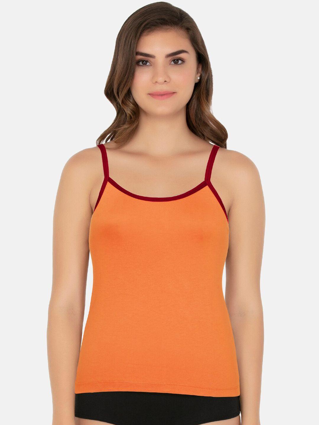 amante women orange solid pure cotton camisole