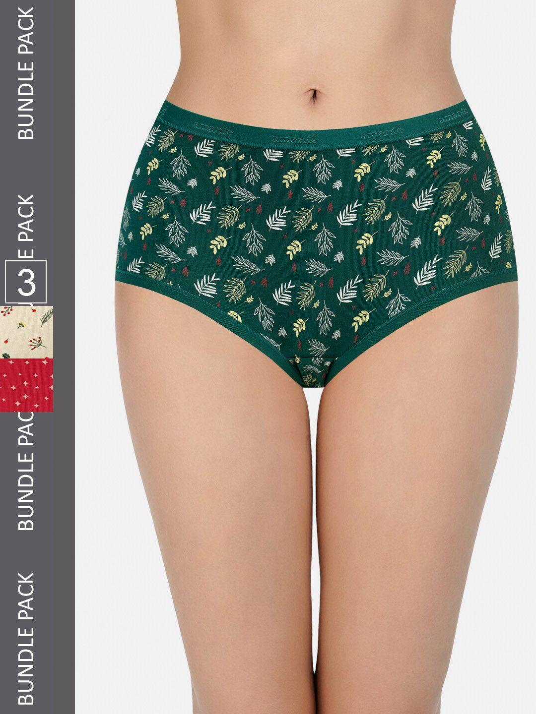 amante women pack of 3 printed cotton hipster briefs ppk53101