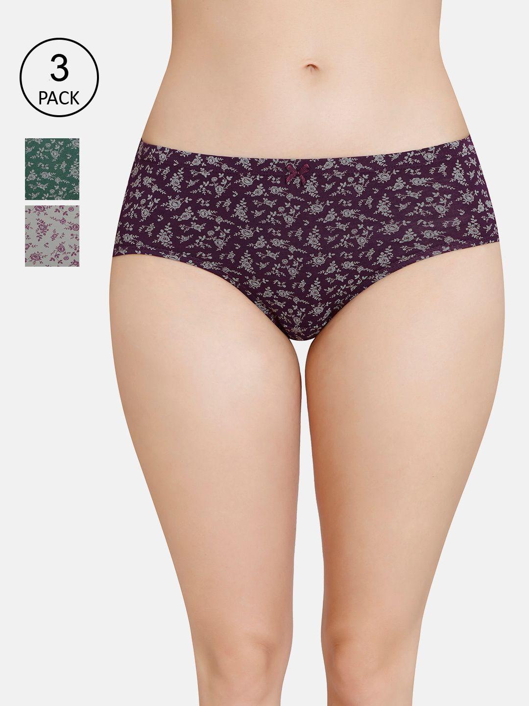 amante women pack of 3 printed cotton hipster briefs