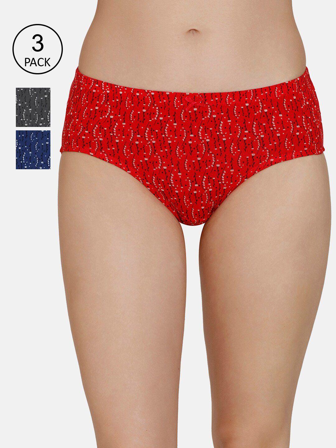 amante women pack of 3 printed full coverage mid rise seamed hipster briefs