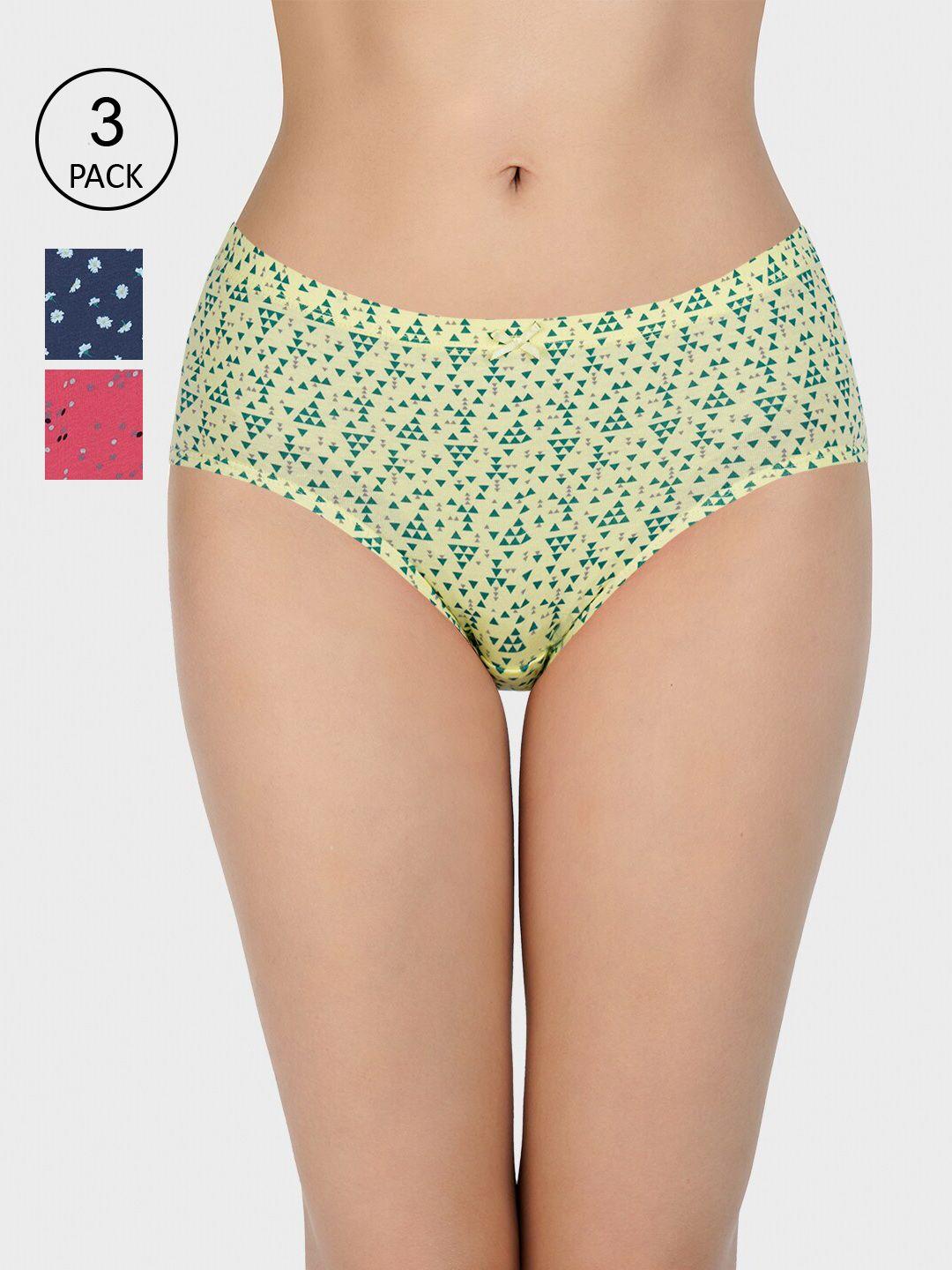 amante women pack of 3 printed hipster briefs