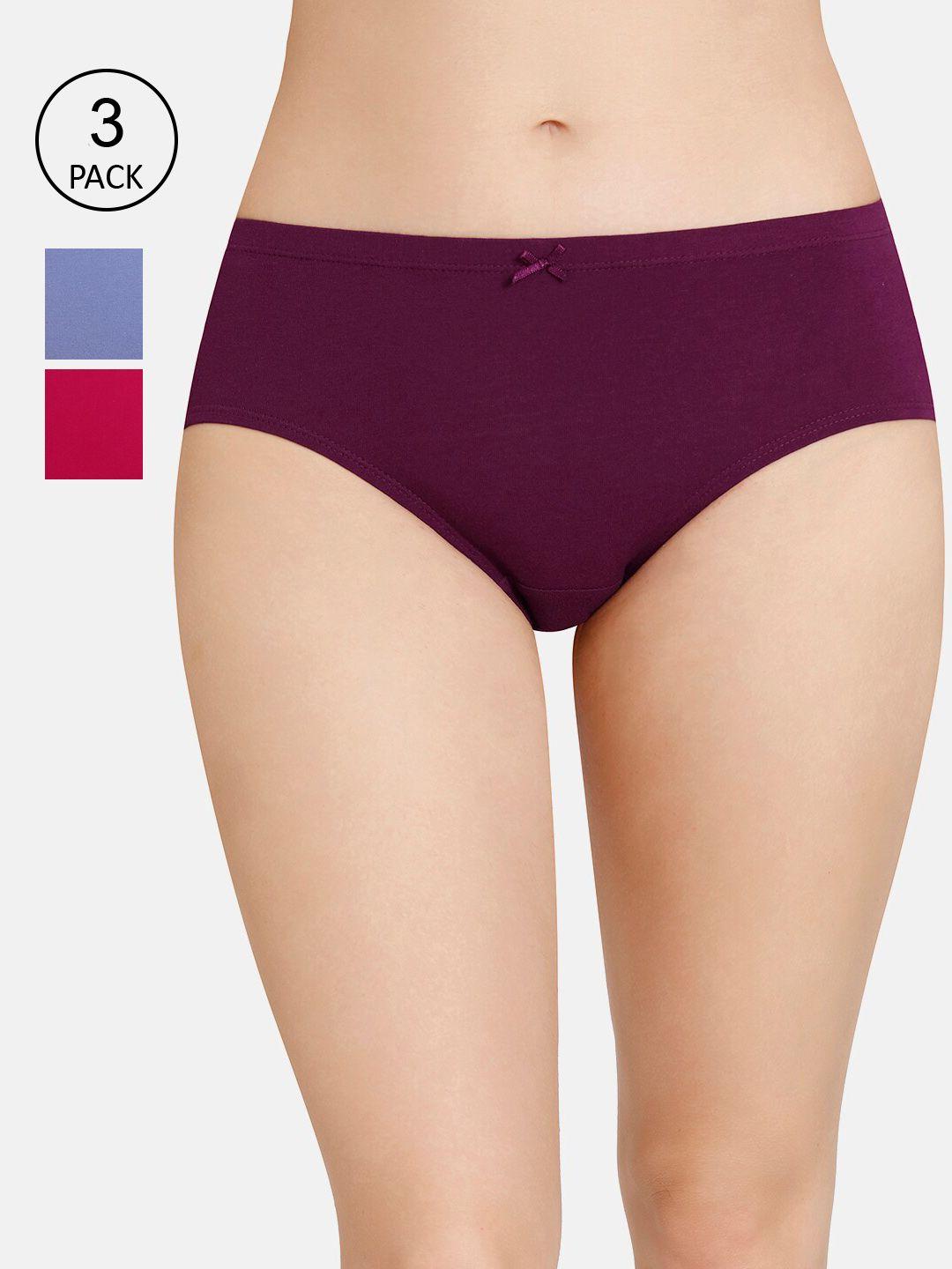 amante women pack of 3 solid mid rise seamed full coverage  briefs