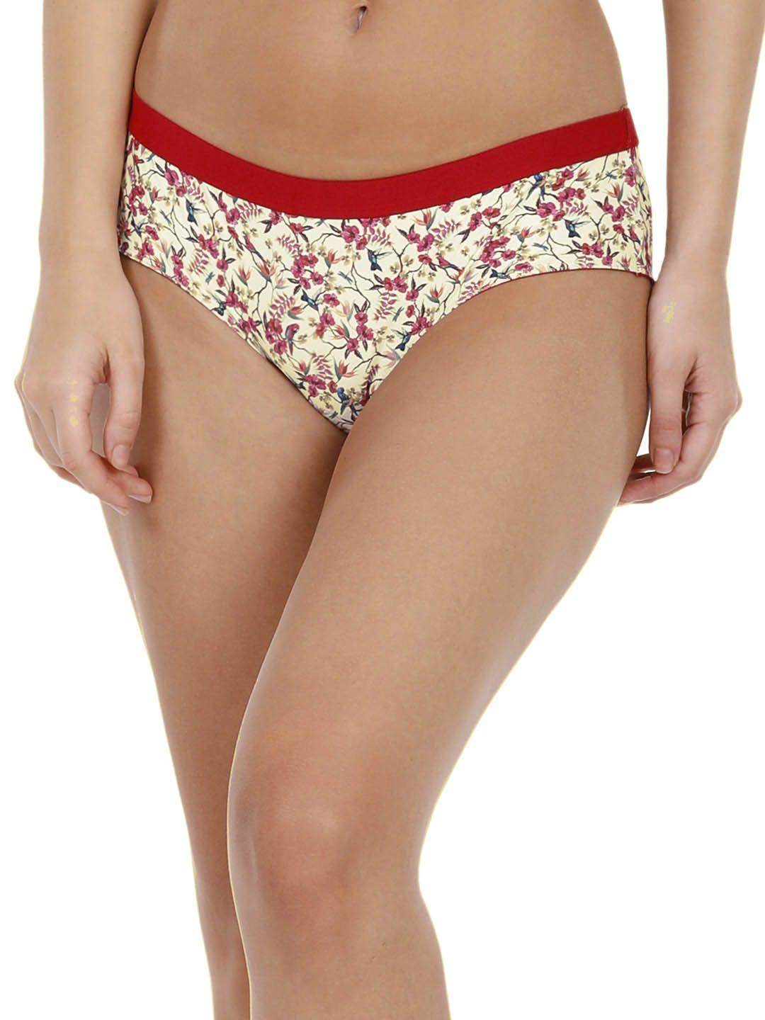 amante women pink & off-white printed low-rise hipster briefs pan73101