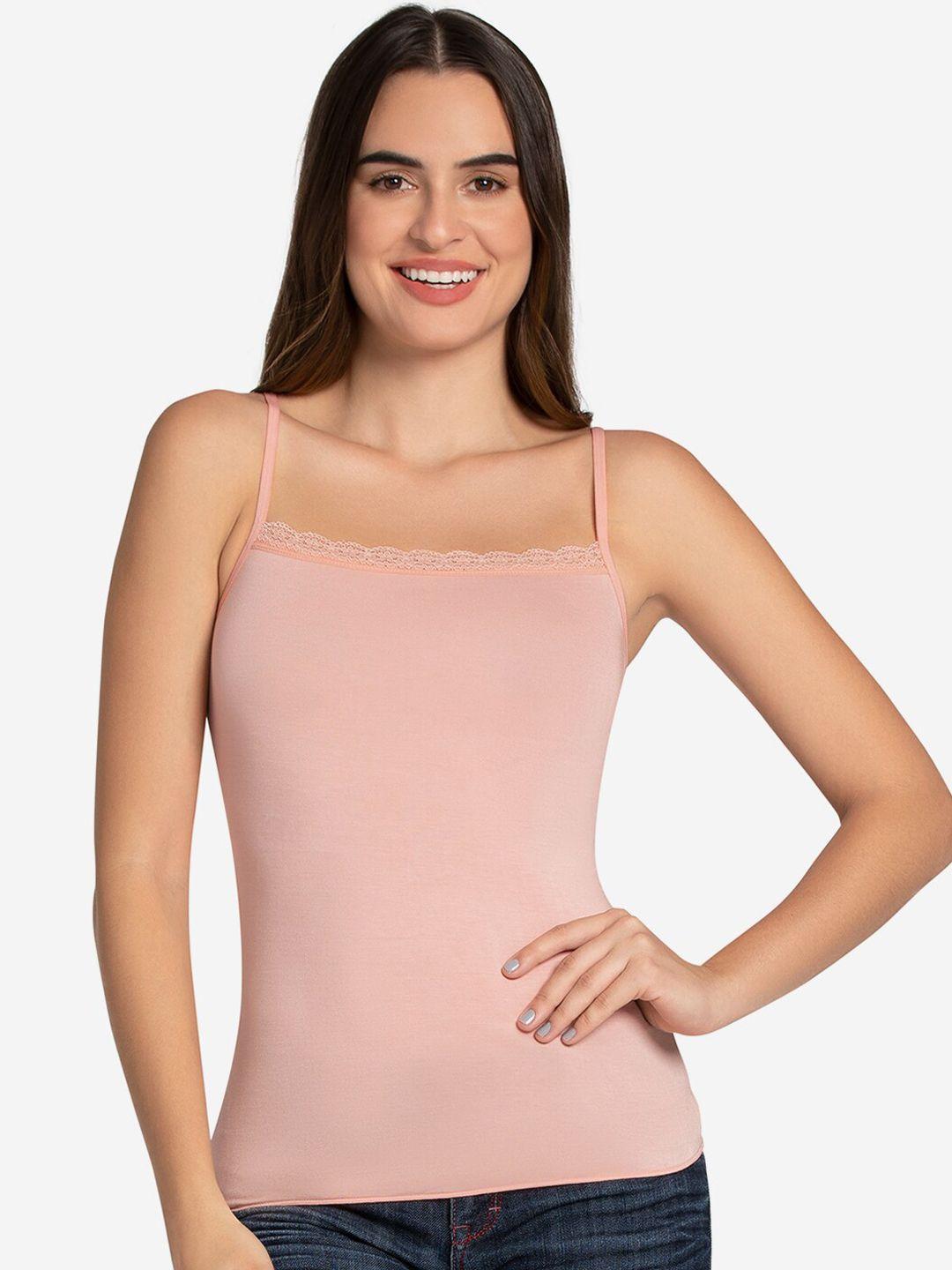 amante women pink solid  high coverage seamless camisole