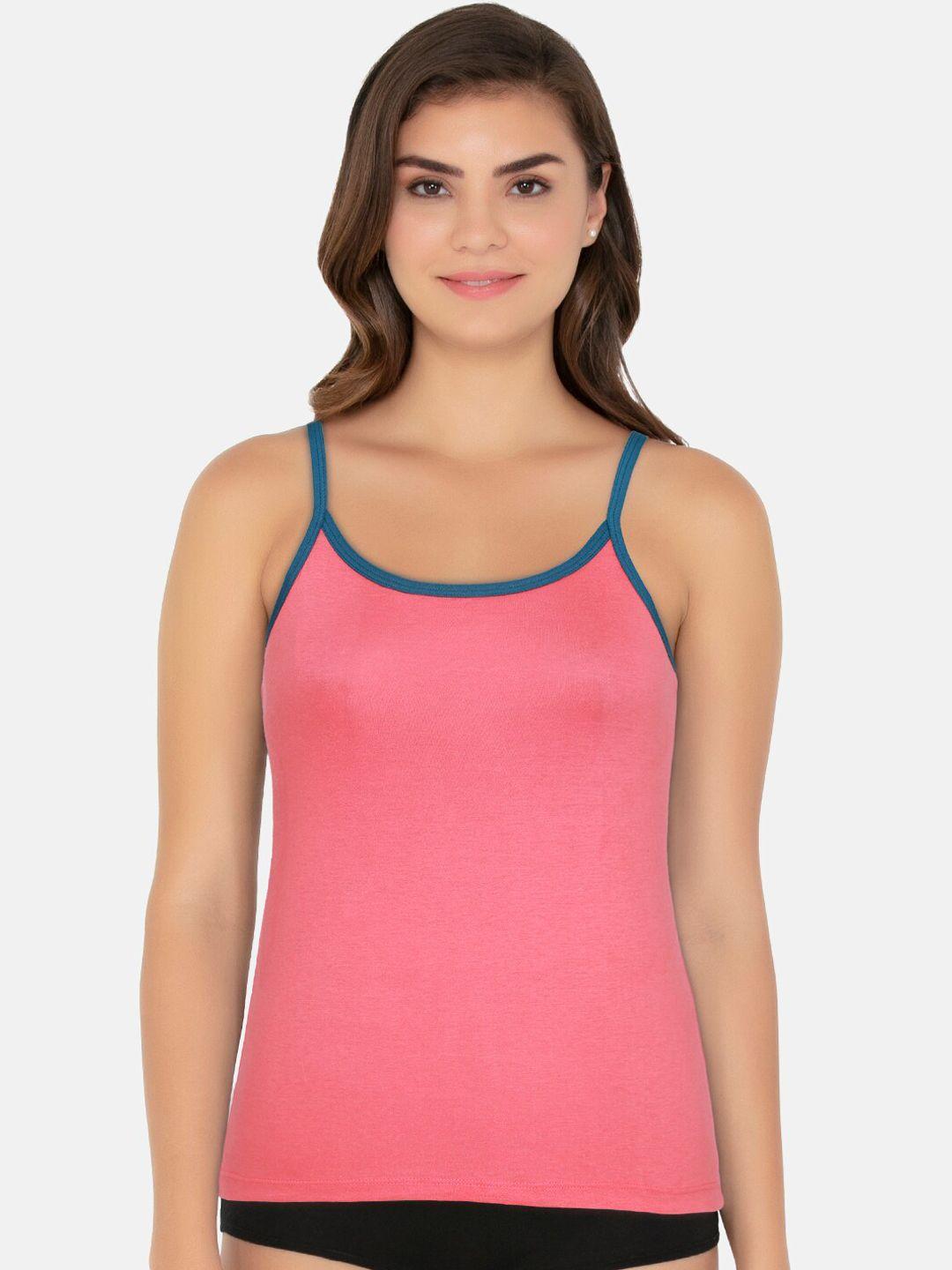 amante women pink solid cotton camisole