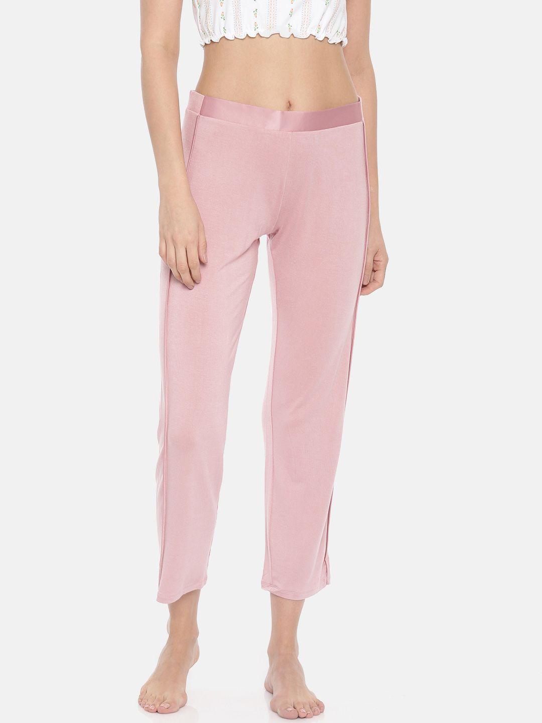 amante women pink solid cropped lounge pants 8903129173636