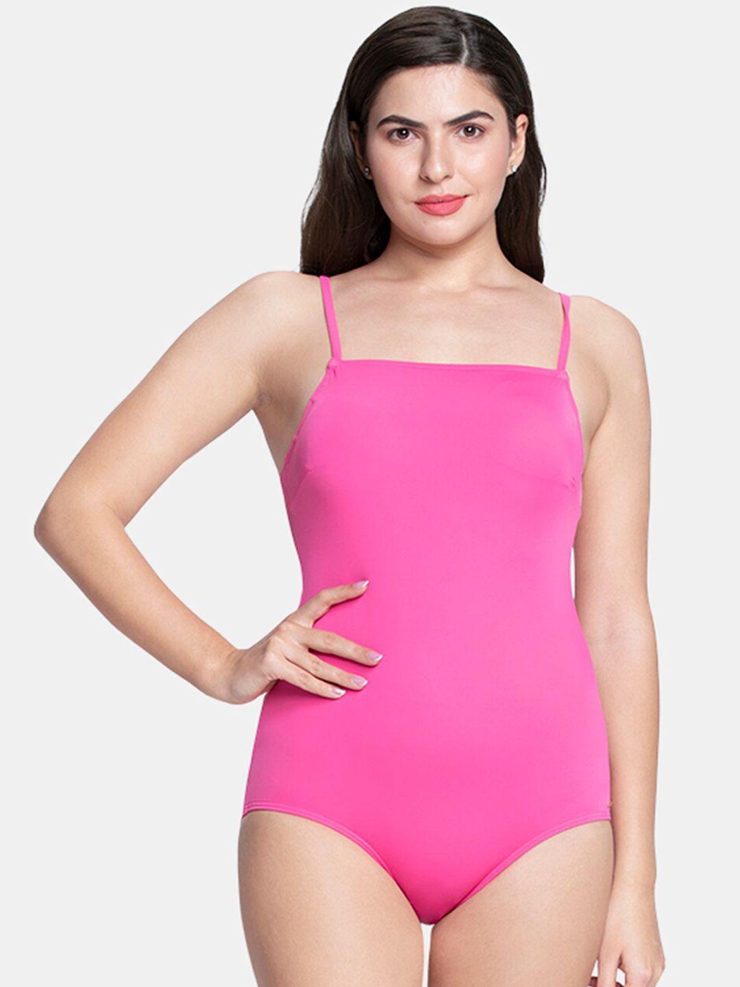 amante women pink solid one-piece bodysuit