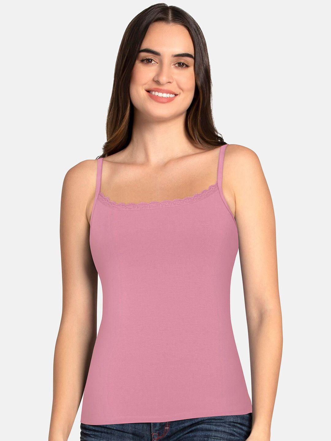 amante women purple solid high coverage cotton seamless camisoles lin84901
