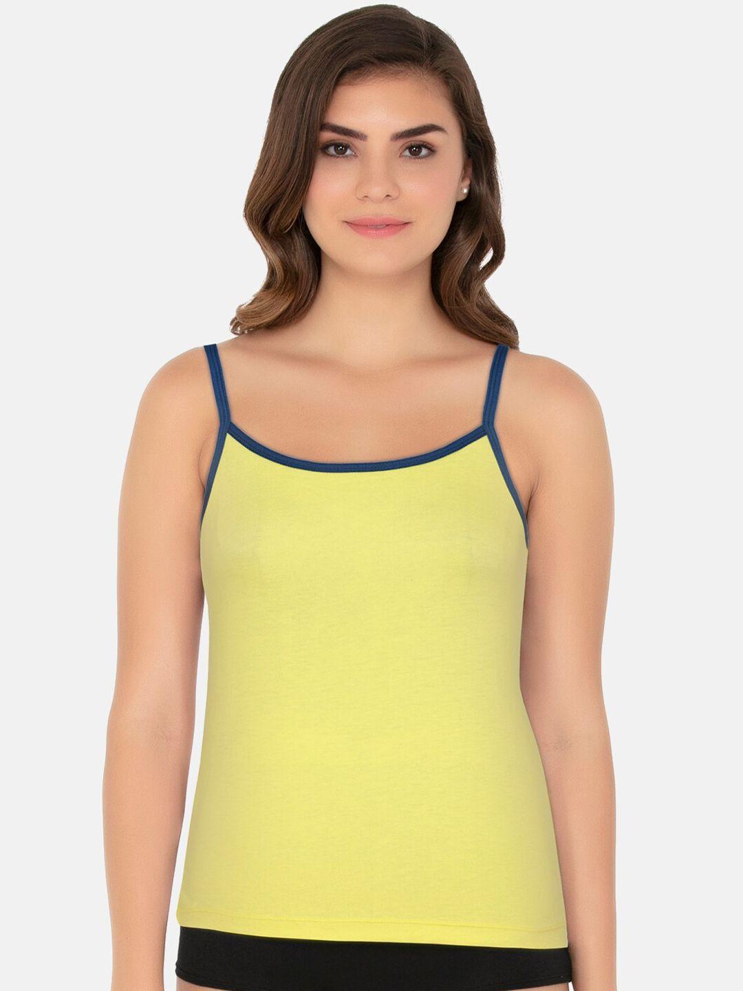 amante women yellow solid pure cotton camisole