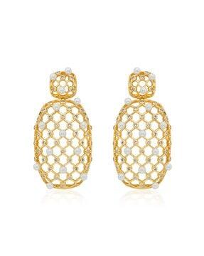 amara pearl lattice drop earrings