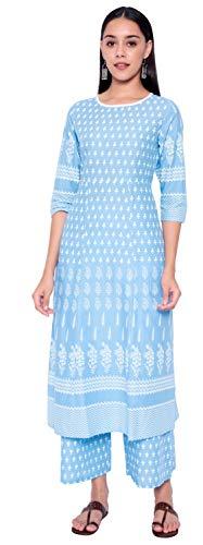 amayra women's cotton readymade salwar suit(skyblue,s)