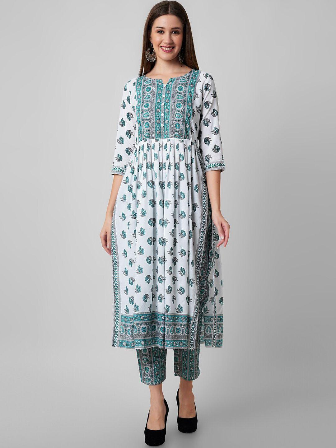 amayra women ethnic motifs printed straight kurta with trousers