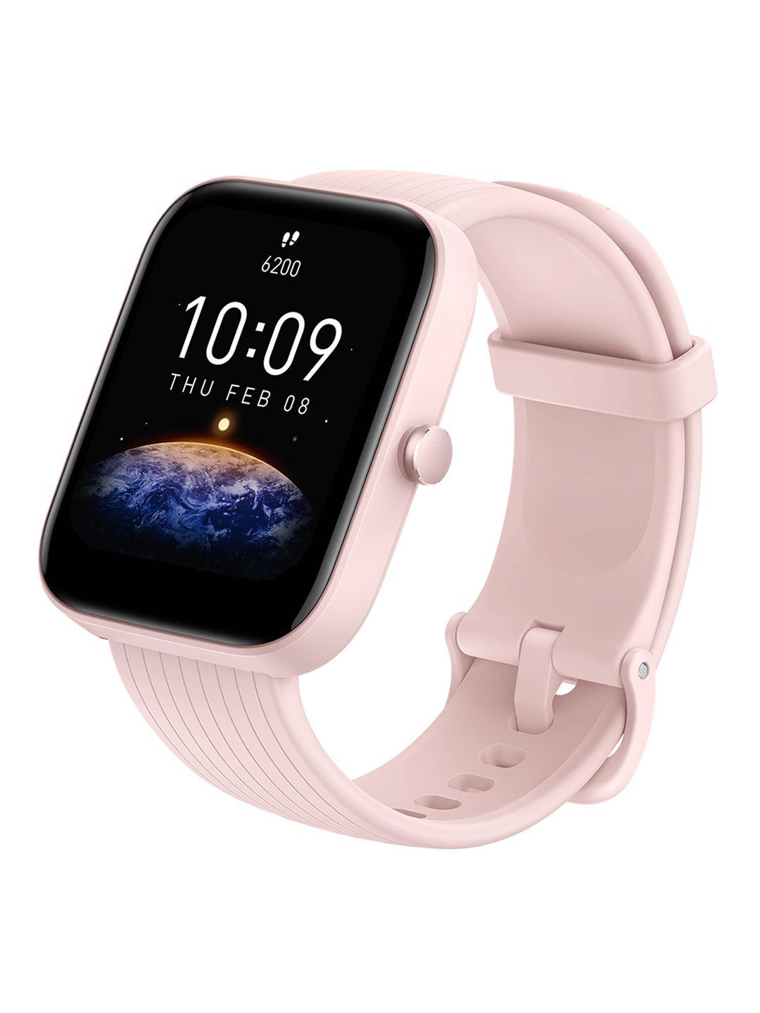 amazfit pink bip 3 pro smart watch with color display a2171