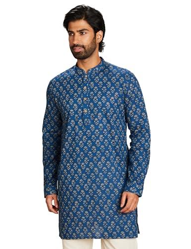 amazon brand - symbol cotton men's mid length kurta 37"_sy-a23-mna-mkt-201_blue_2xl