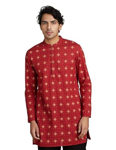 amazon brand - symbol cotton men's mid length kurta 37"_sy-a23-mna-mkt-335_red_xl