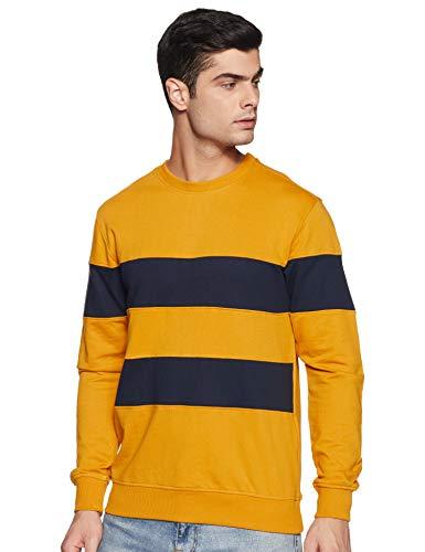 amazon brand - symbol men's cotton blend crew neck sweatshirt (aw19mnssw58_sunflower_xl)