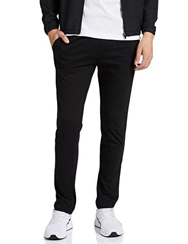 amazon brand - symbol men's cotton blend jersey track pants (regular fit) black l