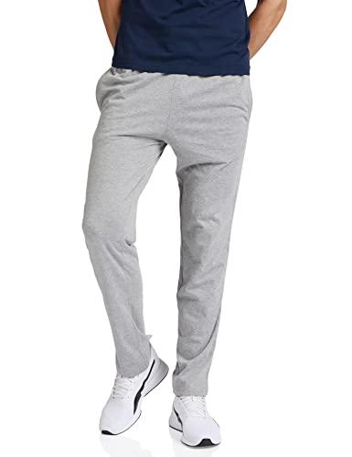 amazon brand - symbol men's cotton blend jersey track pants (regular fit) grey melange 3xl