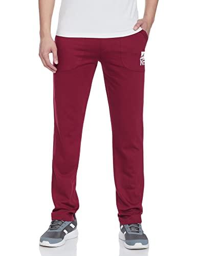 amazon brand - symbol men's cotton blend jersey track pants (regular fit) port maroon s