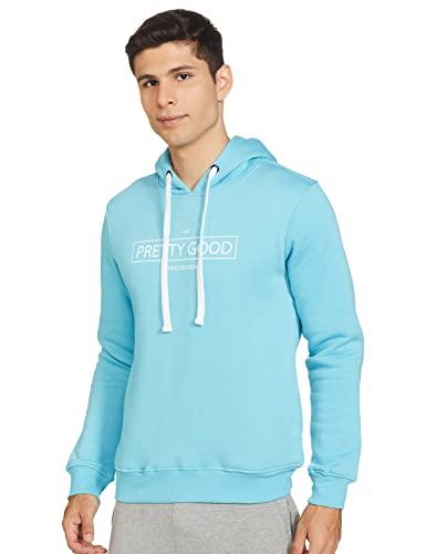 amazon brand - symbol men's cotton blend neck hooded regular sweatshirt (aw20ihs11_diesel blue_xl)