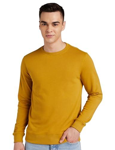 amazon brand - symbol men's cotton blend round neck regular sweatshirt (aw18mnssw01h_amber gold_xx-large_amber gold_2xl)