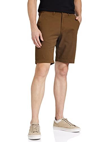 amazon brand - symbol men's cotton chino shorts | casual half pants | bermuda (brown_34)