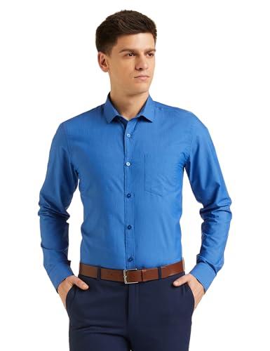 amazon brand - symbol men's cotton rich formal shirt | plain | full sleeve - regular fit (available in plus size) (royal_40)