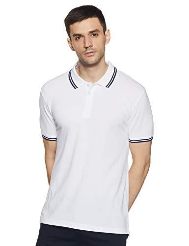 amazon brand - symbol men's cotton rich polo t shirt | classic collar tshirts | half sleeves | plain - regular fit (white_xl)