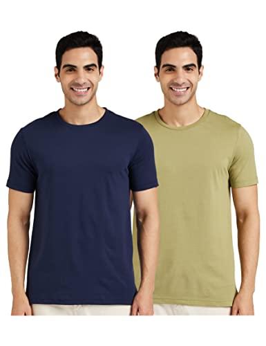 amazon brand - symbol men's cotton t shirt | round neck | half sleeve | plain | combo pack of 2 - regular fit (available in plus size) (multi-clr5_2xl)