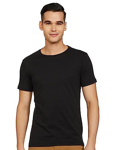 amazon brand - symbol men's cotton t shirt | round neck | half sleeve | plain - regular fit (available in plus size) (black 2_m)