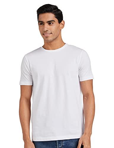 amazon brand - symbol men's cotton t shirt | round neck | half sleeve | plain - regular fit (available in plus size) (pure white_l)