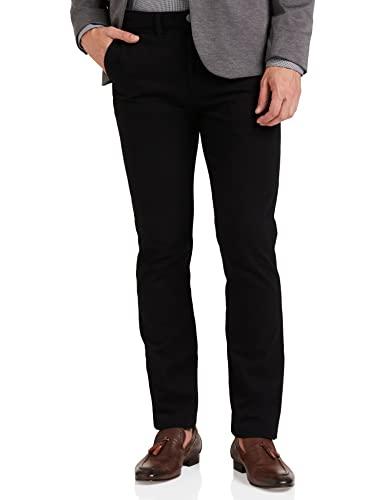 amazon brand - symbol men's flexi waist regular fit casual pants/chino black 32