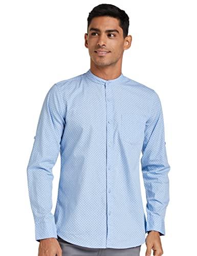 amazon brand - symbol men's printed regular casual shirt (az-sy-rm-02_33115_blue x-large)