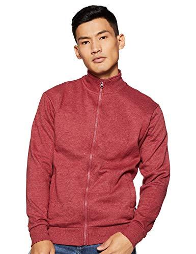 amazon brand - symbol men's regular cotton blend high neck sweatshirt (aw18mnssw03_vintage maroon mel_xl)