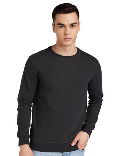 amazon brand - symbol men's regular cotton blend round neck sweatshirt (aw18mnssw01j_anthra mel_small_anthra mel_s)