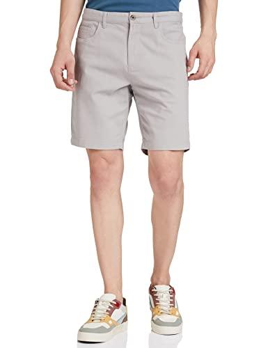 amazon brand - symbol men's regular fit cotton stretchable shorts (aw19-shr-ess-04_light grey_38)