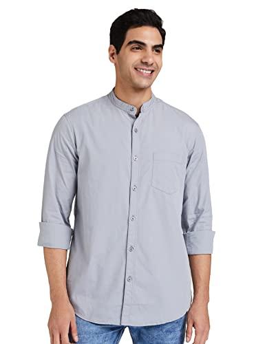 amazon brand - symbol men's solid regular casual shirt (aw-sy-mcs-1143_light grey m)